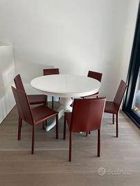 Tavolo Rotondo Allungabile Stile 800 Laccato Bianc