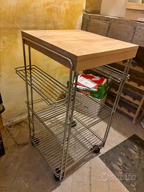 Carrellino con ripiano legno