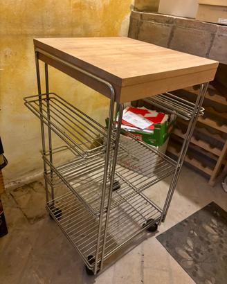 Carrellino con ripiano legno