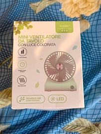 Mini Ventilatore da Tavolo ROSA USB con Luce LED