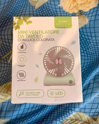 Mini Ventilatore da Tavolo ROSA USB con Luce LED