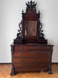 Comò Antico con Specchiera Stile Umbertino 1800