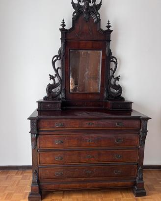 Comò Antico con Specchiera Stile Umbertino 1800