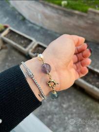 Bracciale con pietre di ametista e fluorite