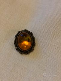 Orecchino singolo argento e ambra