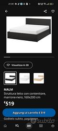 letto matrimoniale IKEA modello MALM con contenito