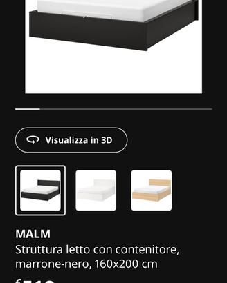 letto matrimoniale IKEA modello MALM con contenito