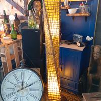 Piantana etnica Vintage canapa e legno 150x30 cm