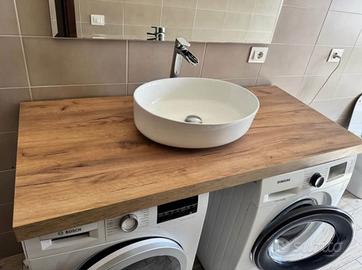 Top Bagno in legno + lavabo da appoggio + miscelar