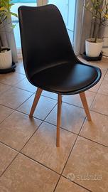 4 sedie design scandinavo colore nero