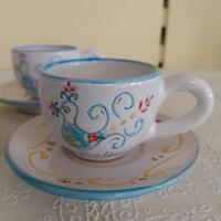Tazzina caffè piattino ceramica pavoncella sarda