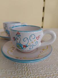 Tazzina caffè piattino ceramica pavoncella sarda