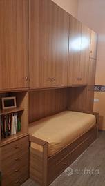 Cameretta a Ponte con 2 Letti color Noce Chiaro