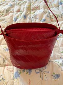 Secchiello vintage anni 80 rosso pitone