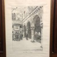 stampa Anselmo Bucci Atrio PPalazzo San Giorgio Ge