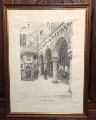 stampa Anselmo Bucci Atrio PPalazzo San Giorgio Ge