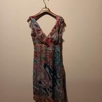 vestito azzurro con fiori colorati taglia S