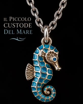 Collana vintage argento 925 e cavalluccio marino