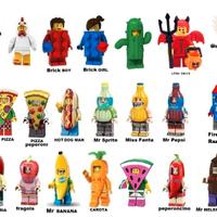 24 minifigure tipo Lego serie varie animali pizza