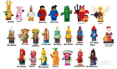 24 minifigure tipo Lego serie varie animali pizza