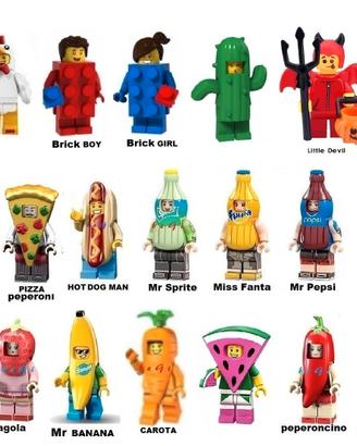 24 minifigure tipo Lego serie varie animali pizza