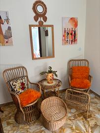 Mobili in rattan, set sedie, tavolo rattan