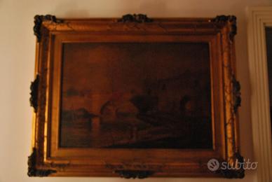 Veduta con Ponte e Canale -Bottega Napoletana