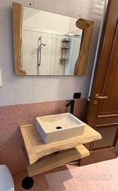 piano in legno massello  top lavabo 