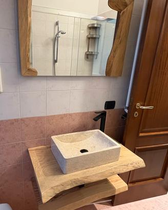 piano in legno massello  top lavabo 