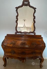 Comò con specchiera e 2 comodini