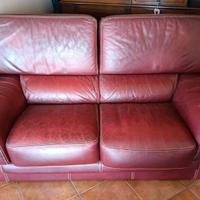 Divano 2 posti in Pelle Bordeaux