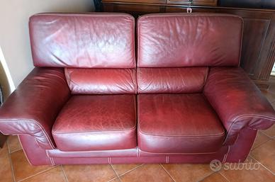 Divano 2 posti in Pelle Bordeaux