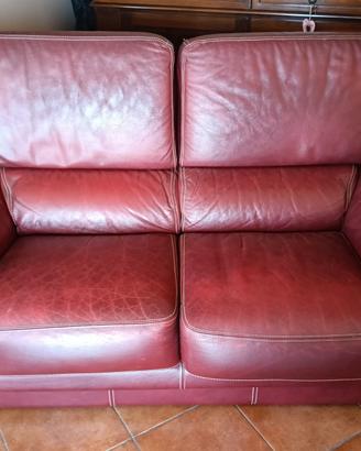 Divano 2 posti in Pelle Bordeaux
