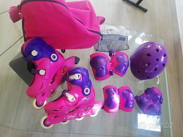 Pattini, casco, paracolpi, borsone e maschera mare