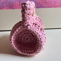 borsa uncinetto rosa antico con stelline oro