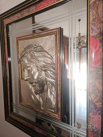 quadro specchiato con bassorilievo in argento 
