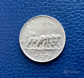 50 centesimi Regno d’Italia 1921 serie “Leoni”