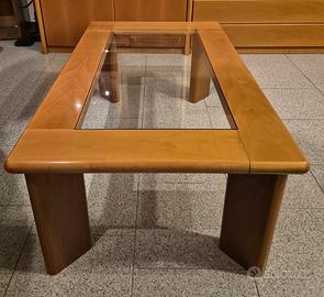 Tavolino in legno e vetro 100x60 solido e moderno