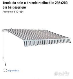 Tenda da sole a barra quadra nuova  inclinabile