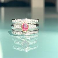 Anello in oro bianco con topazio rosa e diamanti