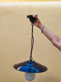 Lampada da sospensione con paralume grigio scuro 