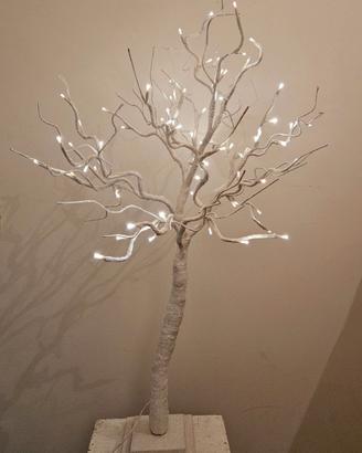 Albero di Natale bianco glitterato con luci LED