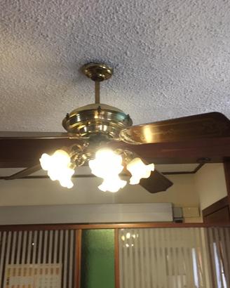 Lampadario ventilatore ottone con pale