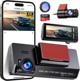 Dash Cam Auto 4K+1080P con Filtro CPL,Doppia
