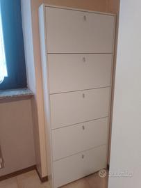 scarpiera bianca a 5 cassetti 