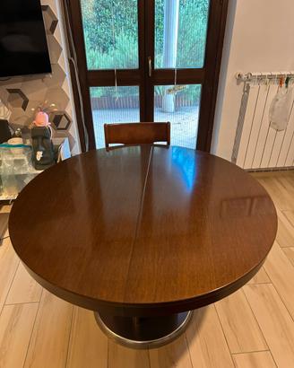 Tavolo tondo allungabile in noce