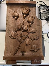 Quadro scultura in legno di rose scultore Belmonte