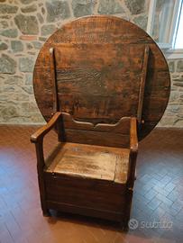 tavolo tondo in noce con ribalta