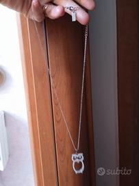 collana acciaio fino con ciondolo gufetto 