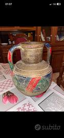 Vaso Anfora Vintage in Terracotta Decorata a Mano